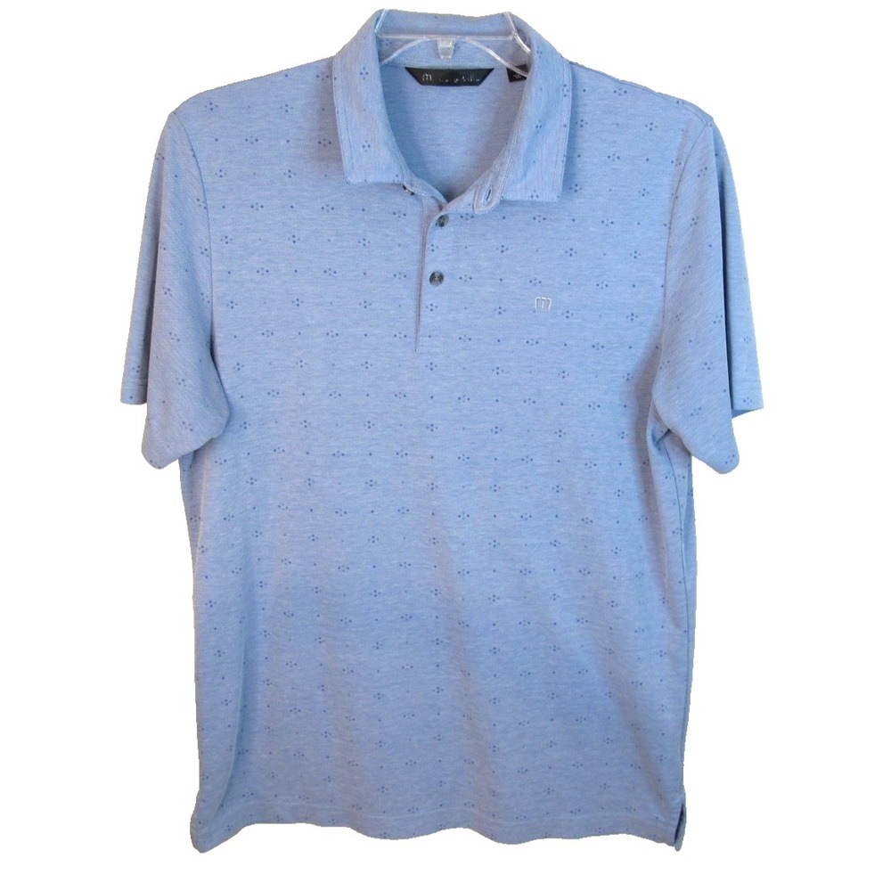 Travis Mathew Short Sleeve Golf‎ Polo Shirt Men's Large Blue Polka Dot
